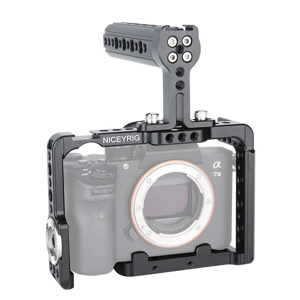 NICEYRIG A7RIII/A7III/A7MIII/A9/A7RII/A7SII fotocamera Cage kit con formaggio manico superiore HDMI Cavo per DSLR Sony A7RIII/A7MIII/A9/A7SII/A7RII A7II camera