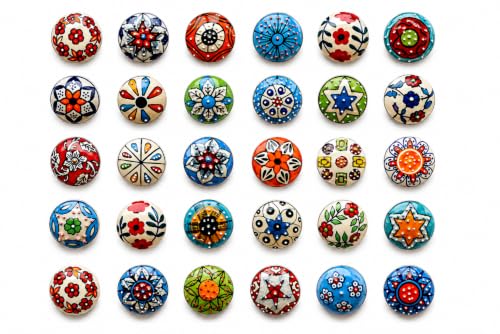 JGARTS 20 X Mix Vintage Look Flower Ceramic Knobs Door Handle Cabinet Drawer Cupboard Pull
