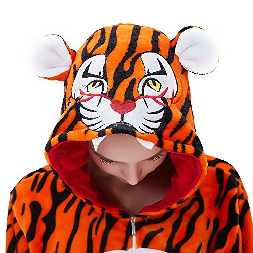 ABENCA Fleece Kids Tiger Onesie Pajamas Christmas Halloween Animal Cosplay Sleepwear Costume.Tiger.140