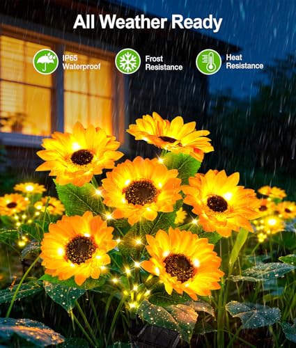 LETMY Solar Sunflower Lights Outdoor, 4 Pack, 24 Flowers $17.99 AC - image 5