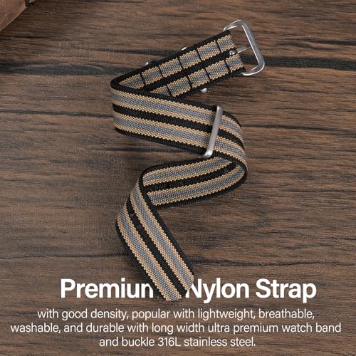 Image of TACTICAL FROG Nylon Watch Band 18mm 19 mm 20mm 22 mm 24 mm, Waterproof Military Watch Straps Replacement for Men Women, With Stainless Steel Buckle