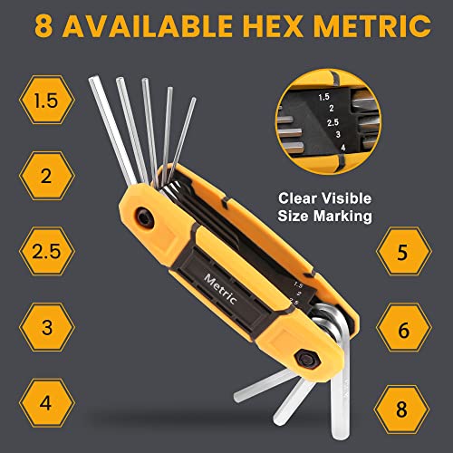 Image of MULWARK 25 pcs Folding Allen Wrench Set | Metric & Standard SAE - Key Tool 3 Pack Portable Hex for Basic Home Repair and General Applications