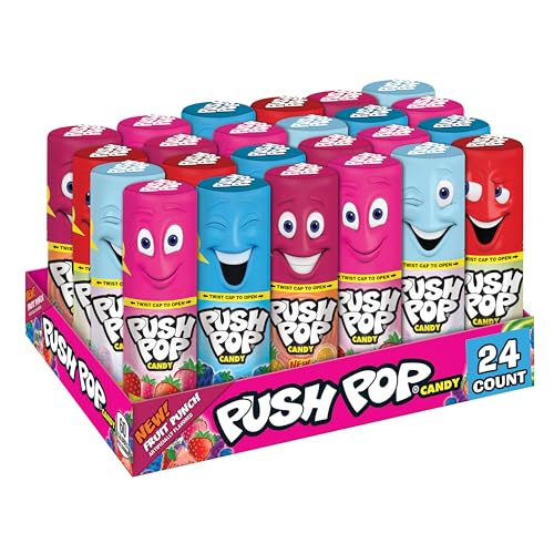 Push Pop Easter Candy Variety Pack, 24Ct Bulk Individually Wrapped Lollipops in Assorted Flavors, Full Size, Fun Hard Candy For Birthday Parties, Easter Basket Stuffers, Egg Fillers, Party Favors