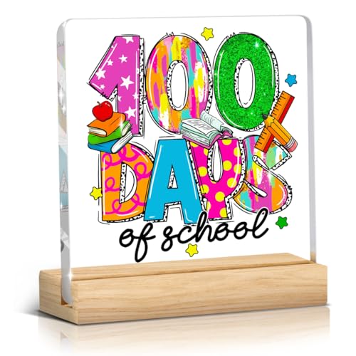 Woght Children's gifts1 100th Day Acrylic desktop baby 100 days decorations 100th day for Girls Classroom Activities Project Party Favors，It's Fine Everything Is Fine,Cartoon Emotions Friends