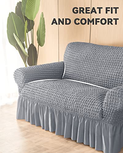 Bluesurge Loveseat Slipcover 1 Piece For 2 Cushion Couch Sofa Cover With Skirt thumb #3