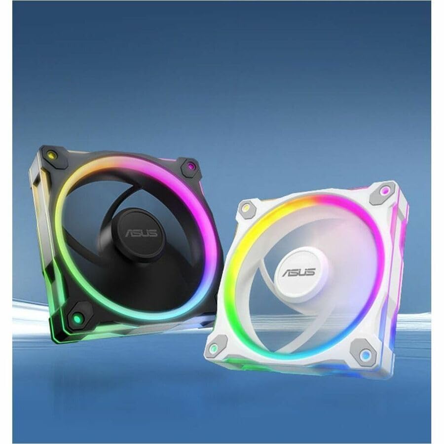 Image of ASUS Prime MR120 ARGB Fan White Triple Pack, 28mm Extra-Thick Frame, Quiet, high-Performance Cooling with PWM Control, 20 ARGB LEDs with Dual-Sided Frame Lighting, Aura Sync Compatibility