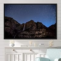 Framed Canvas Wall Art Starry Sky Aerial Astronomy & Space Dramatic Global Green Photography Realism Stars - 16x24 inches
