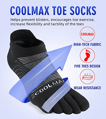 Coolmax Toe Socks for Women and Men No Show Low Cut High Performance 5 Finger Running Socks Athletic Wicking 3 Pack2