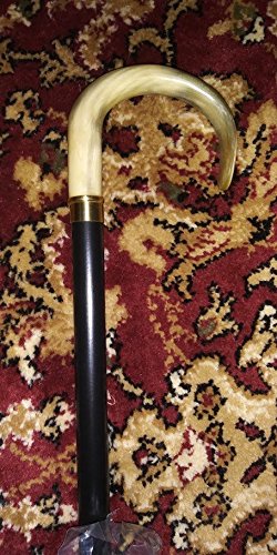 Miniatura 2 de Bastón para caminar, nariz plana. Este bastón para caminar tiene un mango de cuerno genuino importado. Esta ayuda para caminar tiene un eje cónico