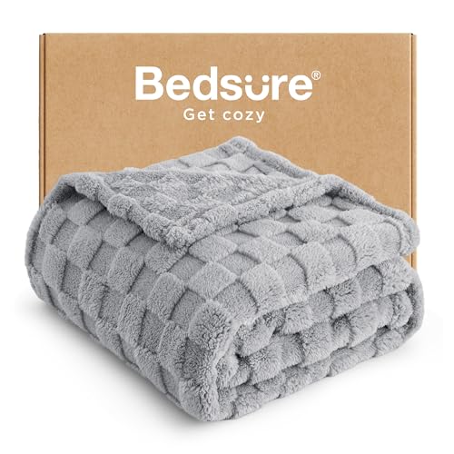 Bedsure GentleSoft Silver Grey Throw Blanket for Couch - Super Soft Cozy Blankets Gifts for Women Men Girls, Cute Small Fleece Throws for Bedroom Home Decor, 50x70 Inches