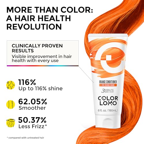 Image of COLORLOMO Semi Permanent Hair Color Depositing Conditioner, Orange | 3 Minutes Magic Refresh & Boosts Color For Bleached & Color-Treated Hair, Nourishing Formula, Vegan & Cruelty-Free, 6 Oz