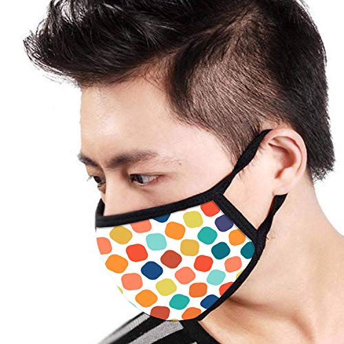 Image of Face Mask 3 Layer Printed Reusable Washable Cloth Face Mask - Designer Trendy Unisex - Colorful Square Pattern