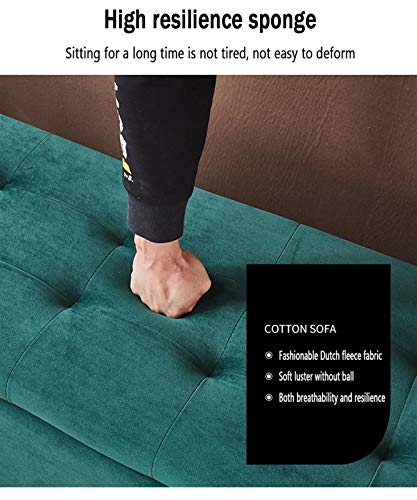Grand banc repose-pieds de luxe en velours doux vert foncé avec coffre