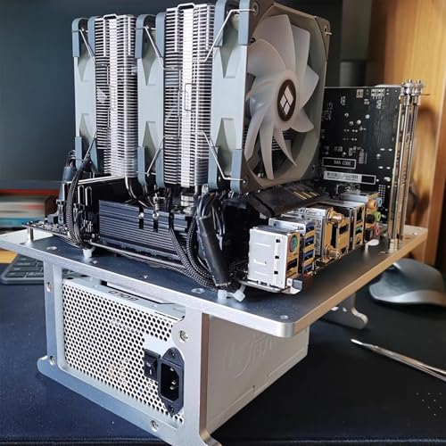 Image of Open Air Frame Computer Case PC Test Bench Aluminum Computer Cases Shell, Support Installation of Water Cooling Devices Compatible with ITX /MATX /ATX Motherboards(MATX Motherboard)