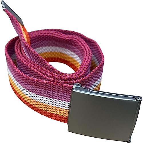 LGBTQIA+ Sunset Lesbian Adjustable Canvas Belt with Bottle Opener Buckle