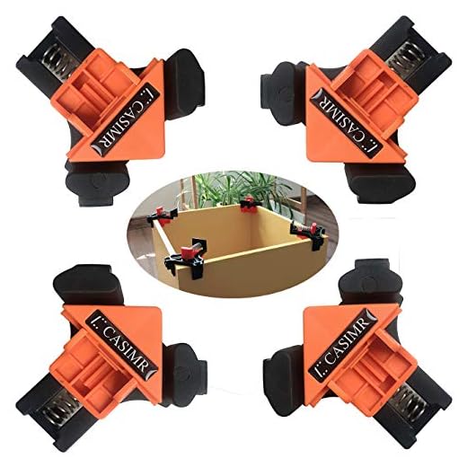 C CASIMR 90 Degree Corner Clamp, 4PCS Adjustable Single Handle Spring Loaded Right Angle Clamp,Swing Woodworking Clip Clamp Tool