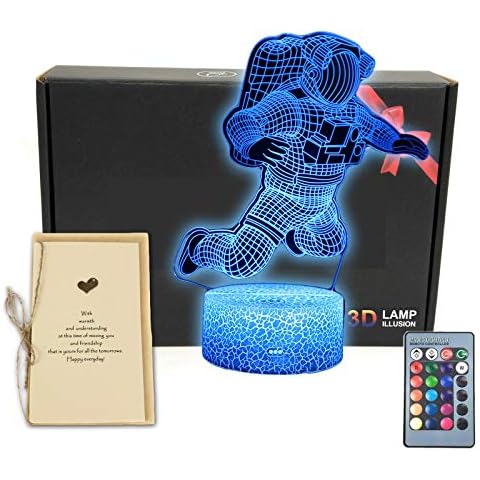 TriPro Spaceman 3D Illusion LED Table Lamp Astronaut Night Light with Greeting Card,Lighted Base,16 Colors Change,Remote Control for Men, Women, Kids, Boys, Teens Toy Gifts (Spaceman 1) Cover