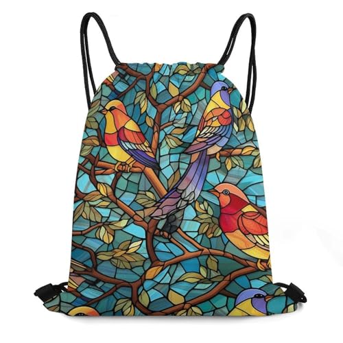 Glass Birds Drawstring Backpack Durable Sport Gym Bags Daypack for Men Women 35 * 42cm