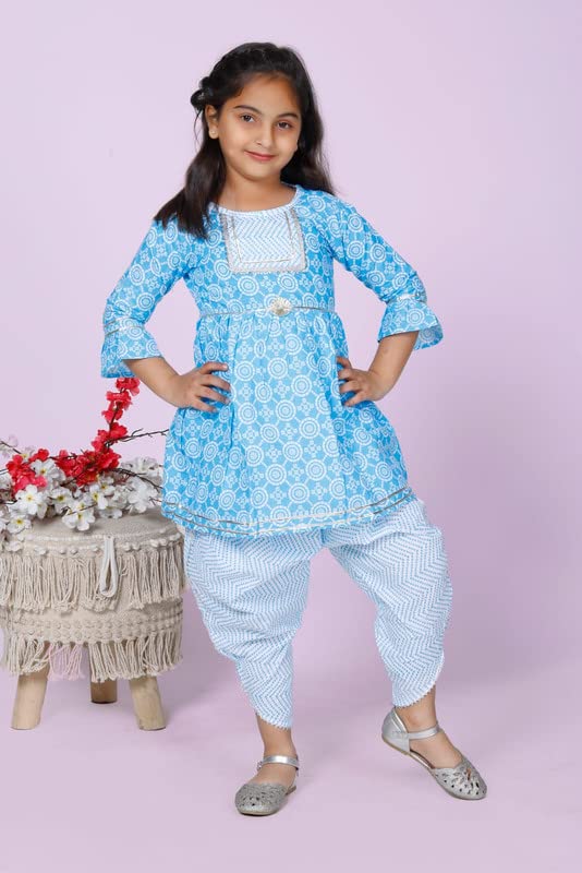 Image of ANNA's Arron Pants For Baby Girls Kids Summer Wear Dresses|Ethnic Dress For Kids| Kurti Pant For Kids