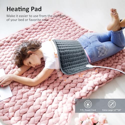 Image of Heating pad for Back /Shoulder /Neck /Abdomen, Heating Pads with 6 Fast Heating Settings, Auto-Off, Machine Wash, Birthday Gifts for Women Mom Men Dad, Extra Large 12 inchx24 inch, Iron