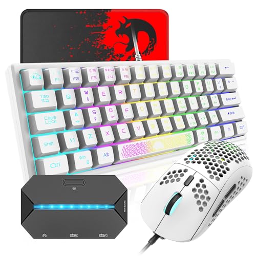 ZIYOU LANG ゲーミングキーボード マウス コンバーター セット テンキーレス 62キー 60% 静音 コンパクト 有線 USB接続 ゲーム機専用コンバーター付き RGBバックライト 19キー防衝突 Windows/Mac/Switch/PS4/X