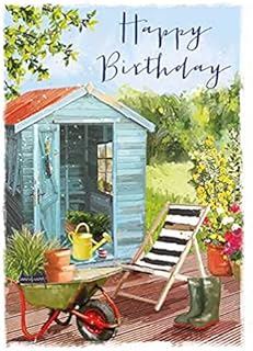 Ling Design At Home Male Birthday Card (LD-GH1010) - Relax in The Garden, Shed - Foil Finish