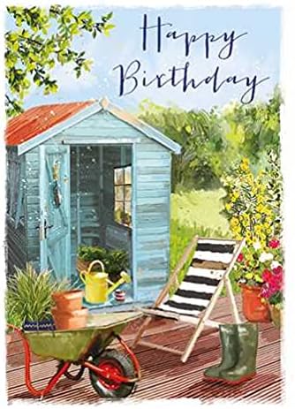 Ling Design At Home Male Birthday Card (LD-GH1010) - Relax in The Garden, Shed - Foil Finish
