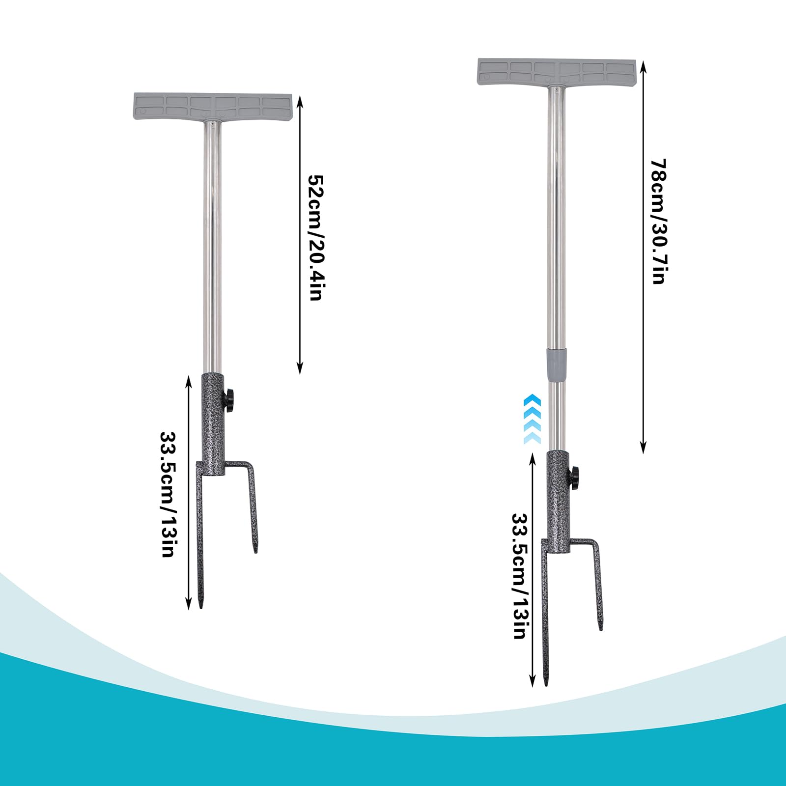 2 paletti per cartelli con palo in metallo, per giardino, cortile, prato, 52 – 78 cm