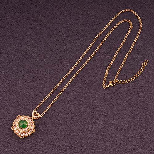 Dainty Good Luck Necklace Luxury Green Jade Amulet Protection Pendant with 18K Gold Plated Chain Fidget Necklaces for Anxiety Jewelry3
