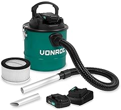 VONROC VPower 20V Cordless Ash Vacuum Cleaner - 12L Tank - HEPA Filter - Incl. 2 x 2.0Ah Batteries and Fast Charger