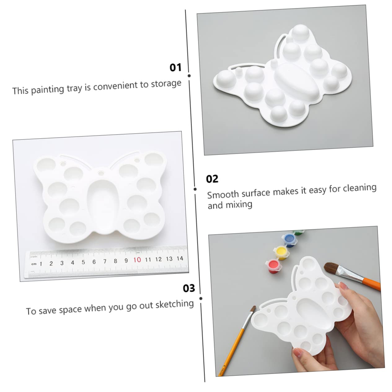 Veemoon Multi-Function Pigment Mixing Board 12pcs Plastic Painting Tray for Boys and Girls Adults
