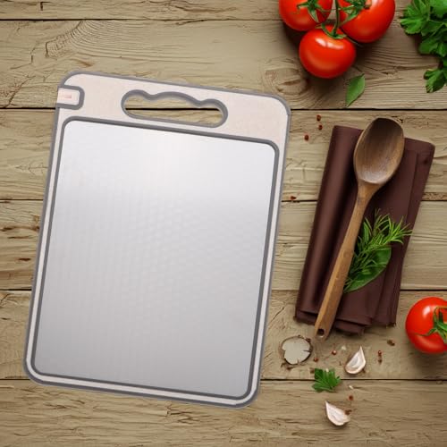 Tabla de cortar de acero inoxidable resistente a deformaciones con doble cara 8