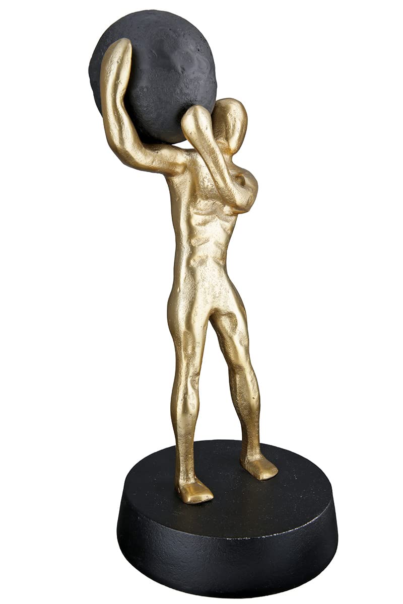 GILDE Deko Figur Skulptur Strong Stark XL - Moderne Kunst und Dekoration aus Kunstharz - Farbe: Gold - Höhe 35,5 cm