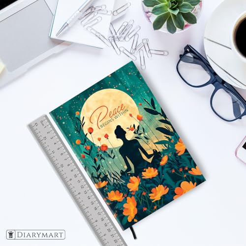 Image of Hard Bound Notebook for Girls & Women | A5 Ruled Journal | 192 Pages | 80 GSM Premium Paper | Designer Laminated Cover | Ribbon Bookmark | Notebook for School, College, Office, Journaling & Note Taking (DM4016)