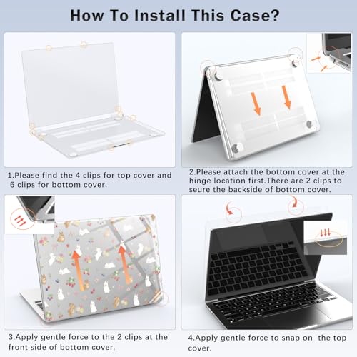Carcasa rígida MacBook Air 13 M1 transparente de alta resistencia con conejo decorativo 7
