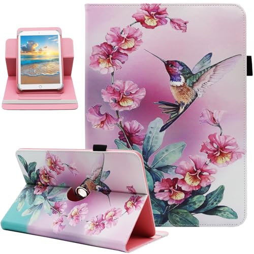 Universal 10 10.1 Inch Android Tablet Case, Dluggs PU Leather 360 Degree Rotating Multi-Angle Viewing Stand Case Cover for 10 10.1 and All 9.5-10.5 Inch Tablet, Bird