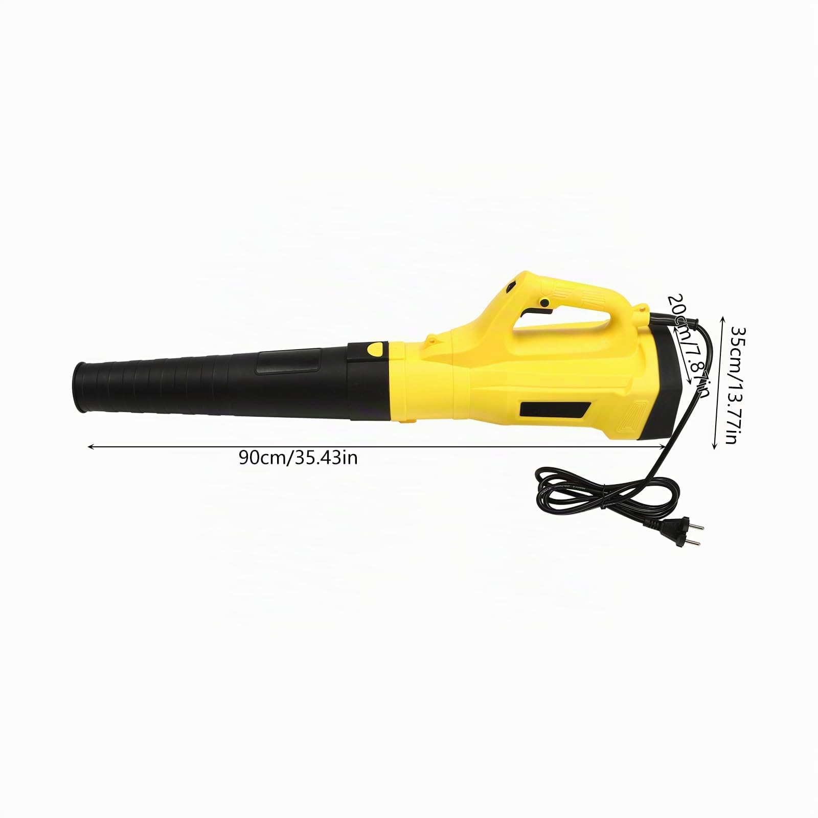 Soplador de hojas eléctrico con 1 correa, cable largo de 13,1 pies, velocidad ajustable, 3000 W, 5000 – 17000 r/min, amarillo