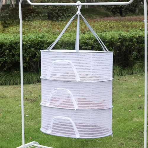 Bofular 物干しネット 食品乾燥網 ホワイト 40x60x88cm 4段 大型 防虫 折りたたみ ベランダ 室内 風通し 多機能 ドライフルーツ 干し野菜 魚干し 収納 多層対応 lsw01b3