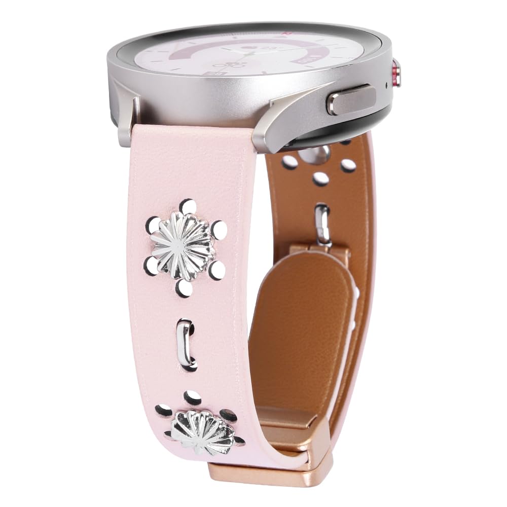 WONJOY Compatible with Samsung Galaxy Watch 6/5/4/3 Band/Classic 43mm/47mm/44mm 40mm/Active 2/Galaxy Watch 5 Pro Band/46mm/42mm/Garmin Venu, 20mm Retro Leather Jewelry Bracelet