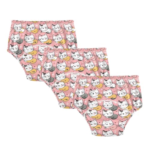 Cute Cats Kitty Cartoon Training Underwear Toddler Cotton Training Pants 2t-5t Reusable Potty Training Underwear for Boys Girls