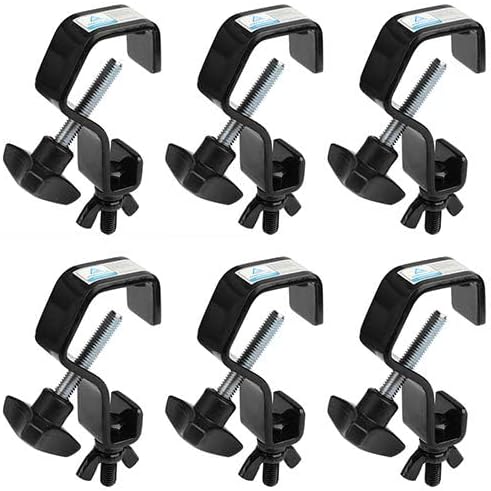 6 Pack Black Stage Lihgt C Clamps Fits 1"-1.18" OD Pipe, Heavy Duty Truss Clamps Hook for DJ Lighting with TUV, Load 30 lbs - Image 2