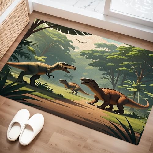 Tapete dinosaurio para niños 2' x 3' verde claro miniatura 1