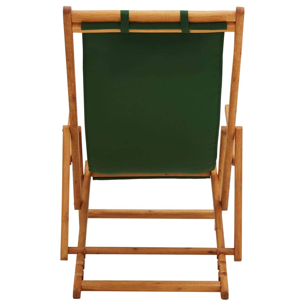 CHAHO Klappliege Klappbar Sonnenliege Gartenliege Strandliege Liege Relaxliege Liegestuhl Gartenmöbel Klappbarer Strandstuhl Eukalyptus Massivholz und Stoff Grün