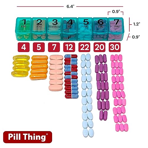 Image of 7 Times a Day Weekly Pill Box Organizer Case, Secure 7X Pillbox with Medication Schedule, Includes Premium Lifetime Subscription to Medisafe App (7 Time-a-Day)
