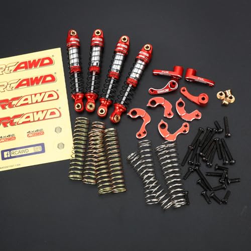 RCAWD 65mm TRX4M Shock Flex Blades Holder Mount Set for 1/18 TRX4M Front Rear Shocks Tower Upgrades Part Red