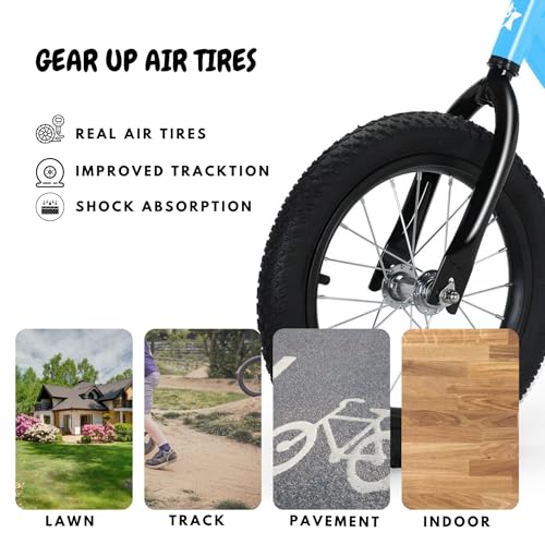 image for Bicystar 14 Inch Balance Bike for Kids 3-6 Year Old, No Pedals, Air Ru