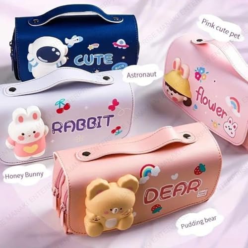 Image of Invite Enterprise Cartoon Theme Pencil Case - 3D EVA Pencil Case Pouch, Multipurpose Zipper Pencil Case for Kids, Pen and Pencil Bag for School Kids, Girls, Stationery Storage Box (Flower)