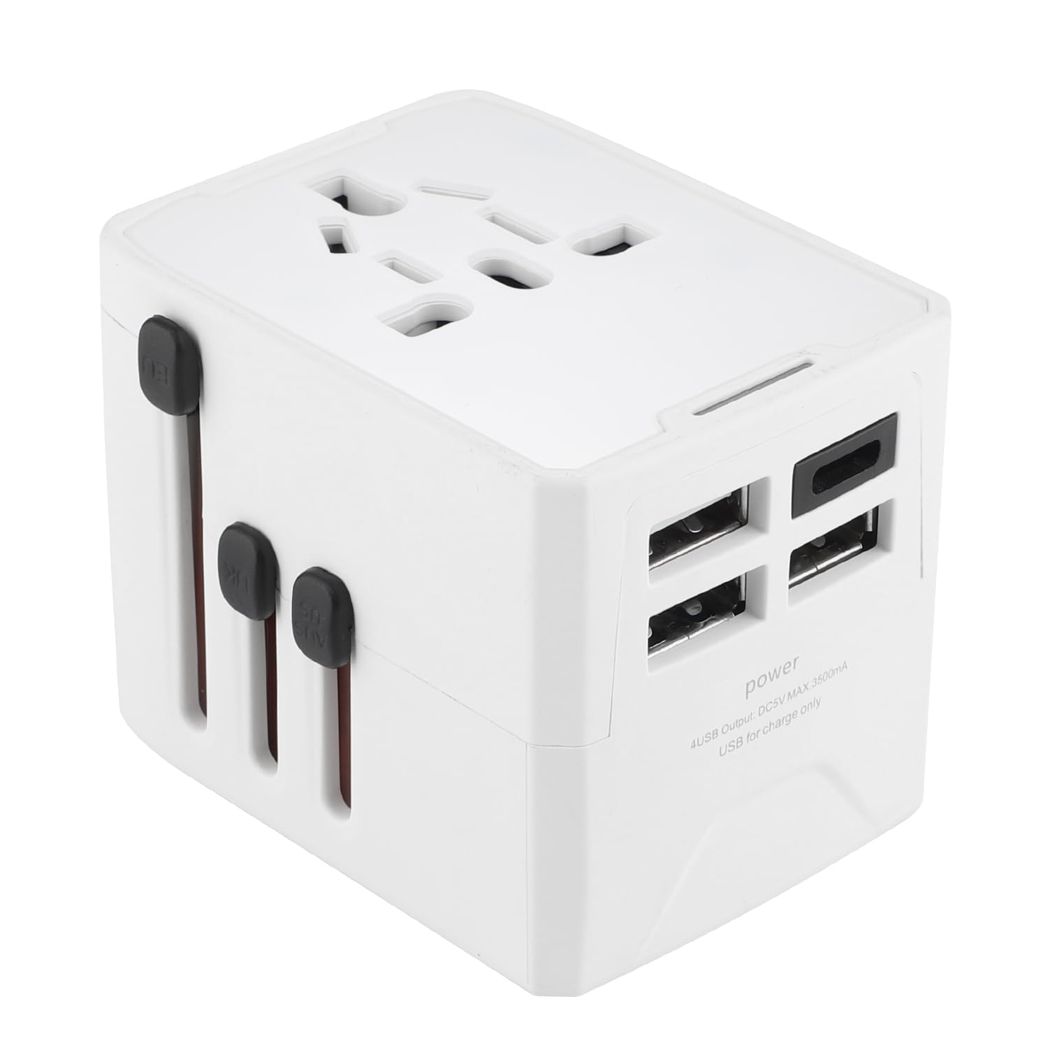 Minzoh Universal Travel Adapter, International Travel Adapter, High Speed 2.4A USB, 3.0A Type-C Charger, European Adapter, Worldwide AC Outlet Plug Adapters for Europe, UK, US, AU, and Asia (White)