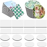 20 Pieces Sublimation Blank Refrigerator Magnets DIY Heat Transfer Fridge Magnets Square Round MDF...