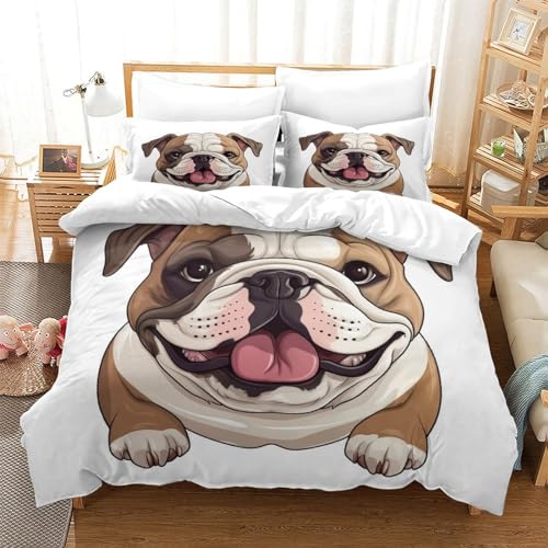 Linge de lit King Size抗过敏易打理 microfibre motif bouledogue